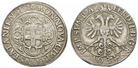 bis 1799 Konstanz
Stadt 6 Batzen 1633 mit Titel Ferdinand II., Av.: Stadtwappen, Rv.: Reichsadler über Jahr, Zainende K.M. 136 8.11 g. ss+