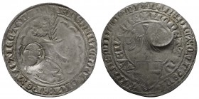 bis 1799 Münster Bistum
Allgemein Gegenstempel "Pauluskopf" auf der Vorderseite eines Doppelten Groat des Bistums Utrecht 3.87 g. ss