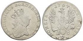 bis 1799 Preußen
Friedrich II. der Große, 1740-1786 18 Gröscher 1764 Königsberg K.M. B 300 Olding 195 b 3.56 g. ss