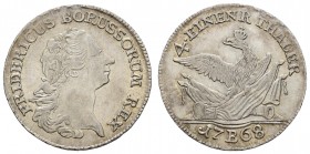 bis 1799 Preußen
Friedrich II. der Große, 1740-1786 ¼ Taler 1768 Breslau Laubrand Olding 91 5.52 g. selten in dieser Erhaltung ss+