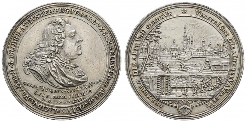 bis 1799 Sachsen
Friedrich August II., 1733-1763 Silbermedaille 1733 Ausbeute, ...