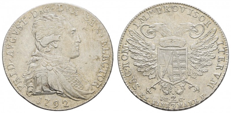 bis 1799 Sachsen
Friedrich August III., 1763-1806 2/3 Taler 1792 Dresden Vikari...