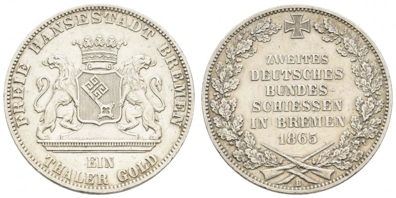 1800 bis 1871 Bremen
Stadt Taler 1865 Bundesschießen AKS 16 Thun 126 Dav. 628 K...