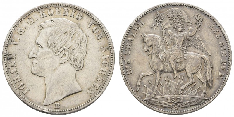 1800 bis 1871 Sachsen
Johann, 1854-1873 Taler 1871 Dresden Siegestaler, auf den...