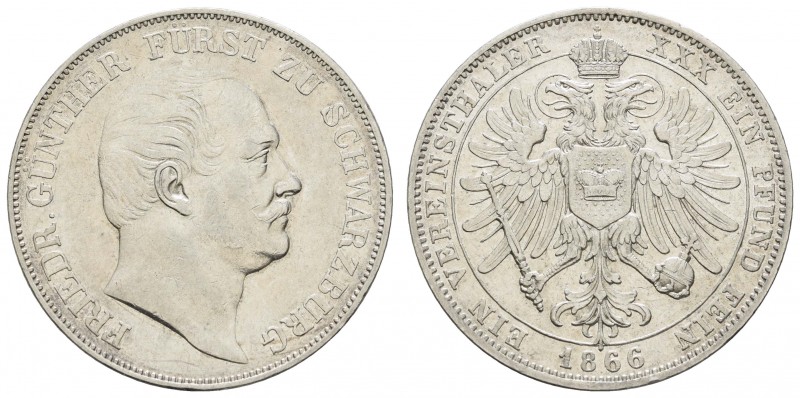 1800 bis 1871 Schwarzburg-Rudolstadt
Friedrich Günther, 1807-1867 Taler 1866 AK...