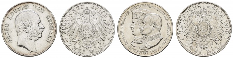 Kaiserreich Silbermünzen Sachsen
Friedrich August III. 1904-1918 2 M 1909 E Uni...