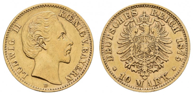 Kaiserreich Goldmünzen Bayern
Ludwig II. 1864-1886 10 M 1875 D Jaeger 196 ss-vz...