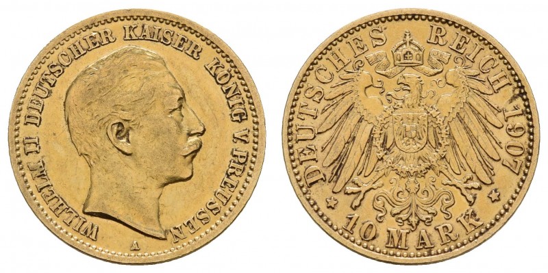 Kaiserreich Goldmünzen Preußen
Wilhelm II. 1888-1918 10 M 1907 A Jaeger 251 ss...