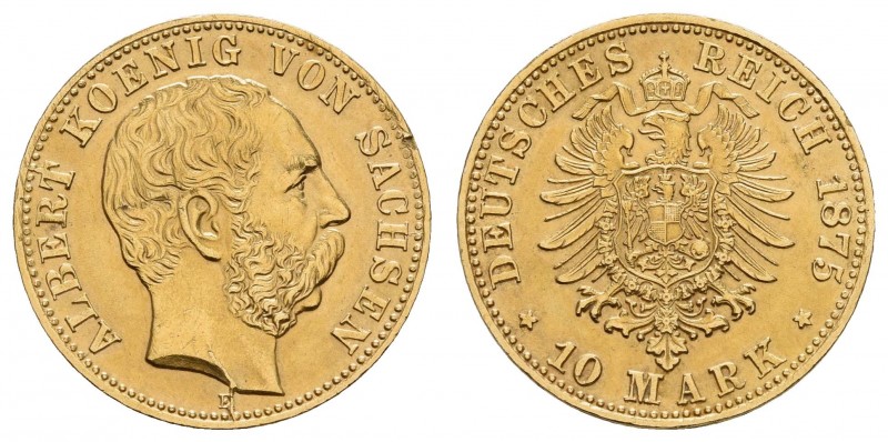 Kaiserreich Goldmünzen Sachsen
Albert, 1873-1902 10 M 1875 E kl. Rf. Jaeger 261...