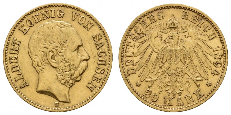 Kaiserreich Goldmünzen Sachsen
Albert, 1873-1902 20 M 1894 E Randfehler Jaeger ...