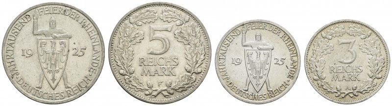 Weimarer Republik
 5 RM 1925 F Rheinlande, dazu 3 RM 1925 A Rheinlande Jaeger 3...