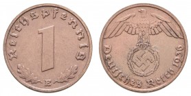 III. Reich
 1 Reichspfennig 1936 E feine Patina Jaeger 361 vz+