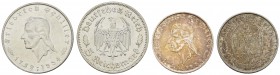 III. Reich
 5 RM 1934 F Schiller, kleine Kratzer, dazu das 2 RM Stück Schiller Jaeger 358, 359 vz+