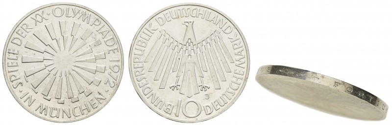 Bundesrepublik (DM)
 10 DM Gedenkmünze 1972 J Fehlprägung, mit Arabesken statt ...