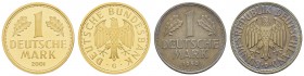 Bundesrepublik (DM)
 Goldmark 2001 G Goldmark in Originalkapsel zusammen im Etui mit 1 DM 1950 D Jaeger 481 etc. st