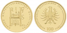 Bundesrepublik (Euro)
 100 € 2003 UNESCO-Weltkulturerbestadt Quedlinburg, im Originaletui mit Echtheitszertifikat Jaeger 502 st