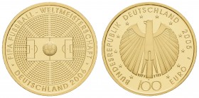 Bundesrepublik (Euro)
 100 € 2005 FIFA Fußball-Weltmeisterschaft Deutschland 2006, im Originaletui mit Echtheitszertifikat Jaeger 516 st