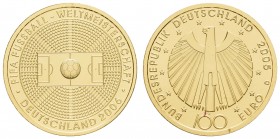Bundesrepublik (Euro)
 100 € 2005 D Fußball-WM 2006 mit CoA im Originaletui, roter Fleck Jaeger 516 st