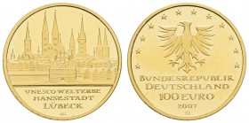 Bundesrepublik (Euro)
 100 € 2007 D Lübeck mit CoA im Originaletui Jaeger 531 st