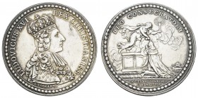 bis 1799 Frankreich
Louis XVI., 1774-1793 Silbermedaille 1775 auf seine Weihe in Reims, Av.: Bekröntes Brustbild mit Mantel nach rechts, Rv.: König v...