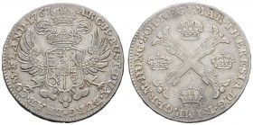 bis 1799 Habsburg
Maria Theresia, 1740-1780 Taler 1767 Brüssel für die Österreichischen Niederlande, Av.: Doppeladler, auf der Brust Wappen, Rv.: And...