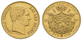 ab 1800 Belgien
Leopold I., 1831-1865 25 Francs 1848 Brüssel K.M. 13.1 Fried. 405 Morin 1 7.91 g. selten ss+
