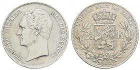 ab 1800 Belgien
Leopold I., 1831-1865 2 ½ Francs 1848 kleiner Kopf, gereinigt, mit kleinen Kratzern und Rf. Morin 46 12.37 g. ss