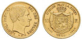 ab 1800 Belgien
Leopold I., 1831-1865 10 Francs 1850 Brüssel kl. Kratzer K.M. 18 Fried. 408 Morin 4 3.17 g. selten fast vorzüglich