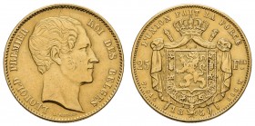 ab 1800 Belgien
Leopold I., 1831-1865 25 Francs 1850 Beigearbeitete Henkelspur K.M. 13.3 Fried. 407 Morin 3 7.85 g. selten ss