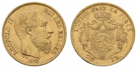 ab 1800 Belgien
Leopold II., 1865-1909 20 Francs 1867 K.M. 32 vz