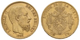 ab 1800 Belgien
Leopold II., 1865-1909 20 Francs 1868 K.M. 32 ss-vz