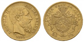 ab 1800 Belgien
Leopold II., 1865-1909 20 Francs 1871 K.M. 37 ss