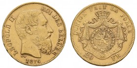 ab 1800 Belgien
Leopold II., 1865-1909 20 Francs 1874 K.M. 37 ss