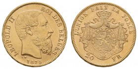 ab 1800 Belgien
Leopold II., 1865-1909 20 Francs 1875 K.M. 37 vz