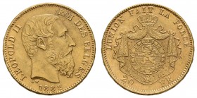ab 1800 Belgien
Leopold II., 1865-1909 20 Francs 1882 K.M. 37 vz