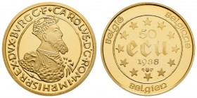 ab 1800 Belgien
Baudouin 1951-1993 50 Ecu 1988 30 Jahre Römische Verträge, im Etui mit der 5 Ecu Silbermünze, mit Zertifikat KM 167, 166 Schön 144.2,...