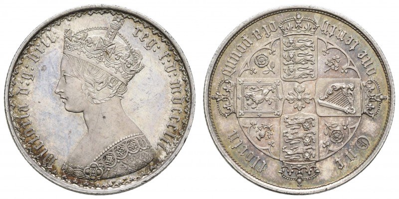 ab 1800 Großbritannien
Victoria, 1837-1901 Florin 1852 London Gothic type, klei...