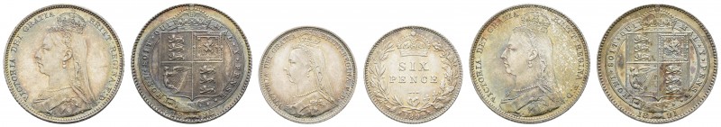 ab 1800 Großbritannien
Victoria, 1837-1901 Shilling 1891 Jubilee head, dazu 189...