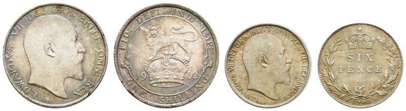 ab 1800 Großbritannien
Edward VII., 1901-1910 Kleines Lot: Shilling 1902 in vor...