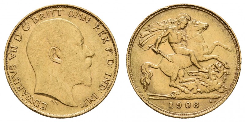 ab 1800 Großbritannien
Edward VII., 1901-1910 Half Sovereign 1908 London Randfe...