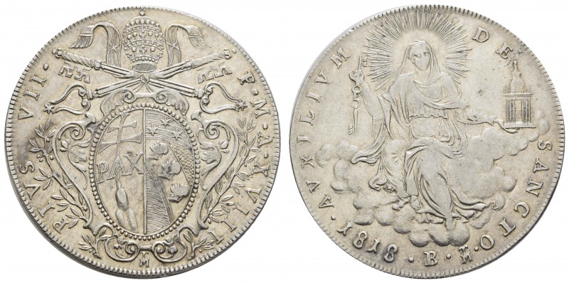 ab 1800 Vatikan
Pius VII., 1799-1823 Scudo 1818 Bologna K.M. 1275 Dav. 183 26.2...