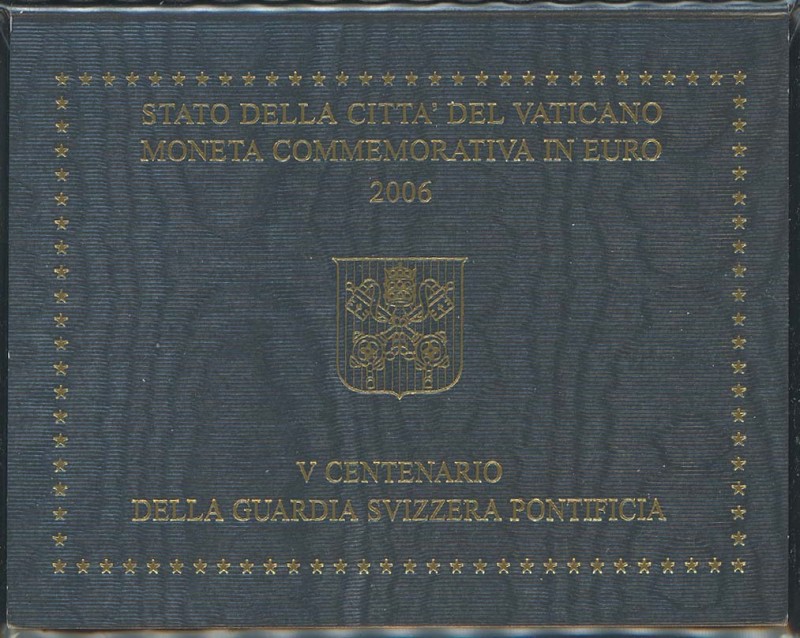 Euroländer Vatikan
Benedikt XVI. 2 € 2006 500 Jahre Schweizer Garde, im Origina...