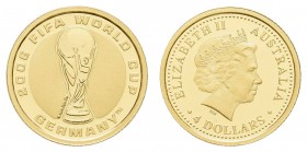 Australien
Elizabeth II. seit 1952 4 Dollars 2006 Die offizielle Gold-Gedenkmünze zur WM 2006 in Deutschland, mit Echtheitszertifikat st