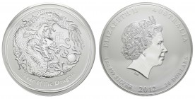 Australien
Elizabeth II. seit 1952 30 Dollars 2012 Perth Jahr des Drachen in Originalkapsel, 1.000 g K.M. 1668 Schön 1808 st