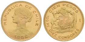 Chile
Republik 100 Pesos 1962 K.M. 175 Fried. 54 Schön 22 vz-st
