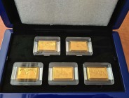 Fidschi
Republik seit 1987 5 Dollars 2016 Premium Size Gold Bar - Eagle Collection, 5 x 5 Dollars als Gold-Münzbarren mit Adler-Motiven, im dekorativ...