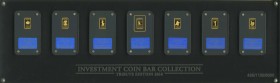 Gabun
 3.000 CFA Francs 2014 Investment Coin Bar Collection 2014, 7 Goldstücke mit Motiven der bekanntesten Gold-Anlagemünzen der Welt, Acrylblock im...