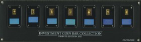 Gabun
 3.000 CFA Francs 2017 Investment Coin Bar Collection 2017, 7 Goldstücke mit Motiven der bekanntesten Gold-Anlagemünzen der Welt, Acrylblock im...