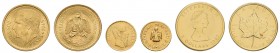 Kanada
Bundesstaat 5 Dollars 1987 1/10 Maple Leaf, dazu 2 ½ Pesos Mexiko 1945 und eine Medaille Mexiko 1865 K.M. 135 st