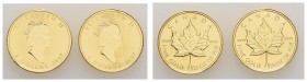 Kanada
Bundesstaat Dollar 1997 Gold Maple Leaf, 1/20 oz, 2 Exemplare, beid ein Kapsel K.M. 238 (2x) st